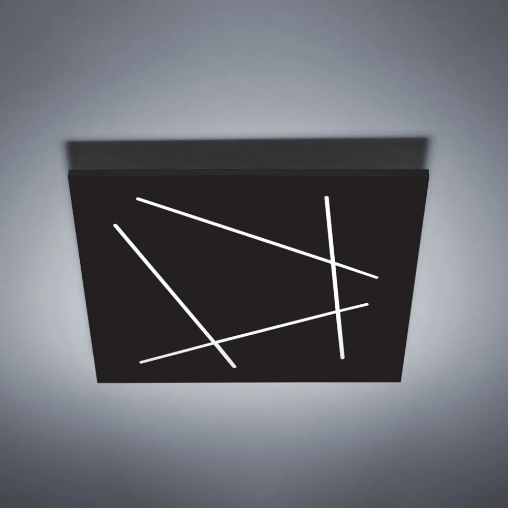 Plafoniere Moderne-Vivida International Plafoniera led 42w 3000k nero vivida flat quadrata moderna
