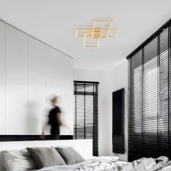 Plafoniere Moderne-Selezionato da Mazzolaluce Plafoniera led 55w 3000k oro design geometrico dimmerabile