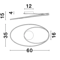 Plafoniere Moderne-Selezionato da Mazzolaluce Plafoniera led 28w 3000k per soggiorno moderno bianca ovale