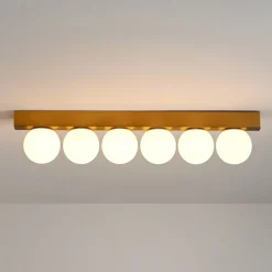 Plafoniere Moderne-Ideal Lux Plafoniera led 18w 3000k ping pong pl6 ottone sfere bianche