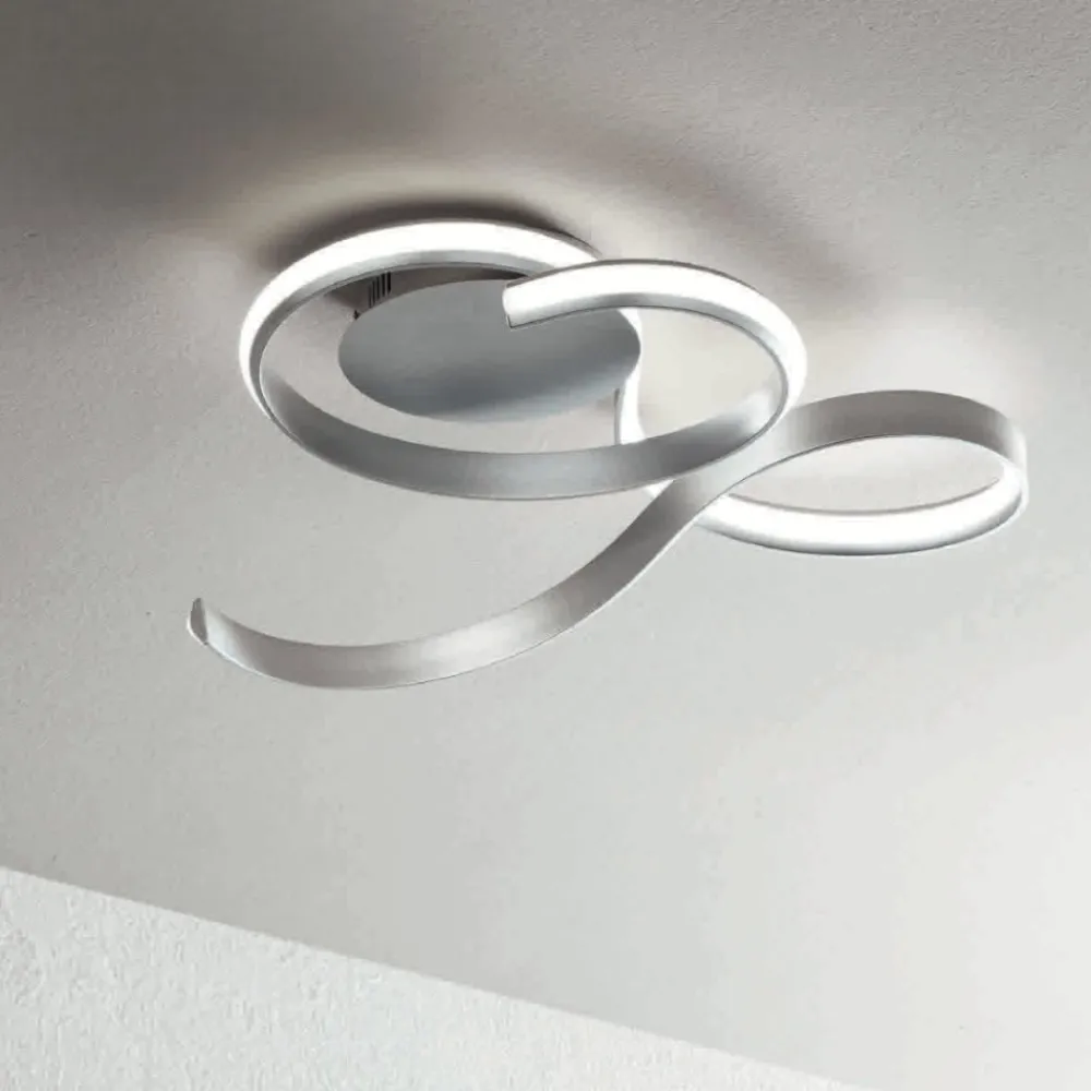 Plafoniere Moderne-Ondaluce Plafoniera led 57w 3000k pl twist pl gr silver