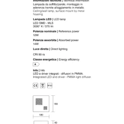 Plafoniere Moderne-IsyLuce Plafoniera led 12w 3000k quadrata bianca moderna