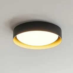 Plafoniere Moderne-Linea Light Plafoniera led 12w 3000k rotonda nero oro crew 2