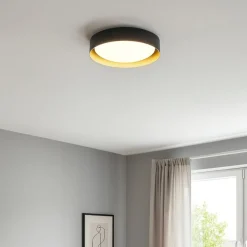Plafoniere Moderne-Linea Light Plafoniera led 12w 3000k rotonda nero oro crew 2