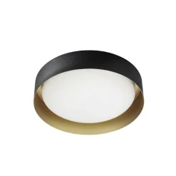 Plafoniere Moderne-Linea Light Plafoniera led 12w 3000k rotonda nero oro crew 2