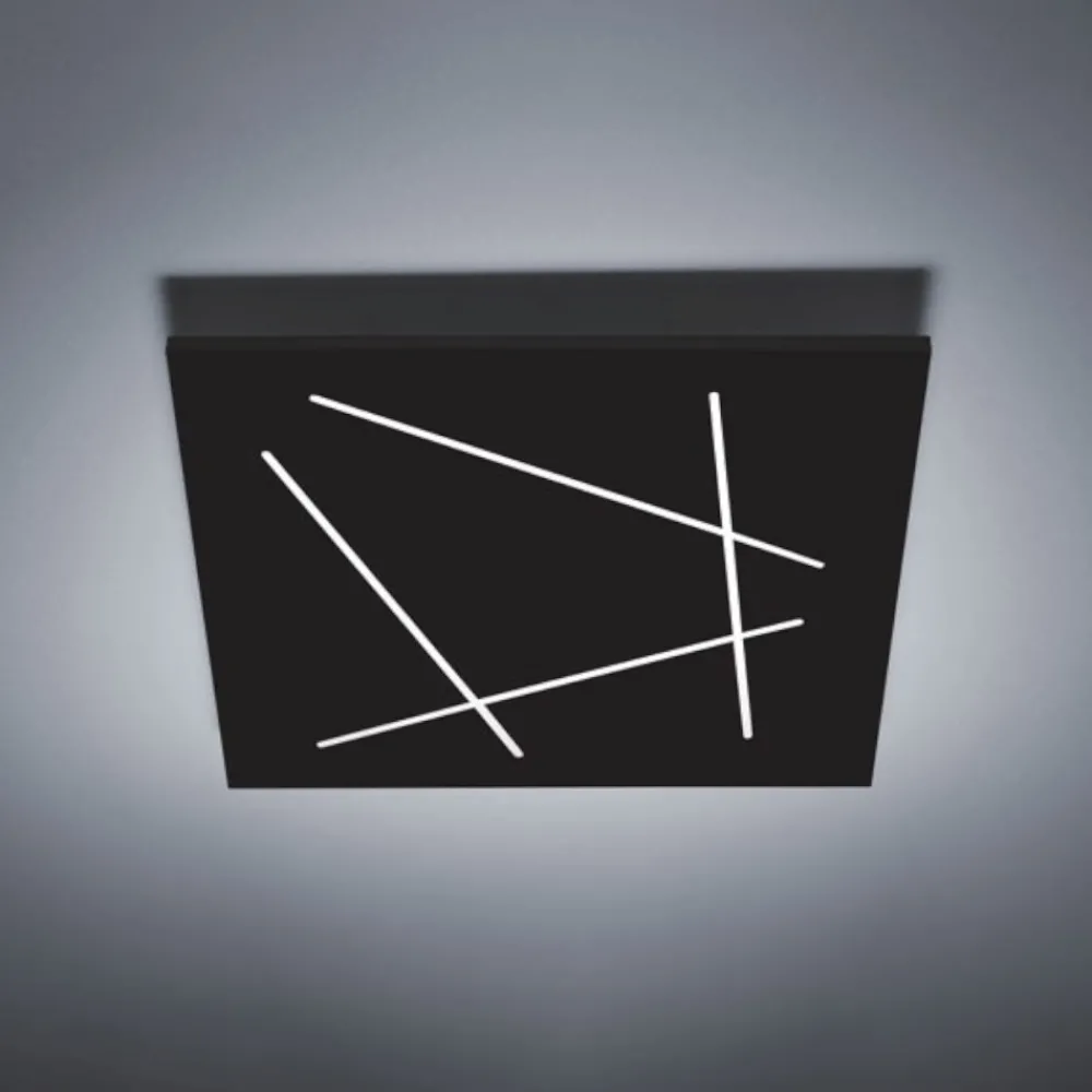 Plafoniere Moderne-Vivida International Plafoniera led 51w 3000k vivida flat nero quadrata