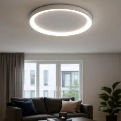 Plafoniere Moderne-Vivida International Plafoniera led 60w ovale vivida lifering-r titanio 3000k 4000k dimmerabile