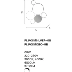 Plafoniere Moderne-Ondaluce Plafoniera led 68w pl pois 4000k silver gr