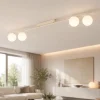 Plafoniere Moderne-Selezionato da Mazzolaluce Plafoniera lunga a binario 141 cm colore cachemire moderna per soggiorno cucina
