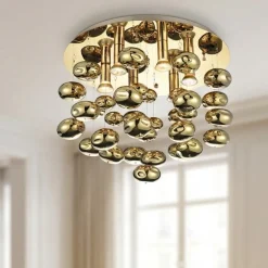 Plafoniere Moderne-Selezionato da Mazzolaluce Plafoniera luxury bolle di vetro oro 50cm per camera da letto elegante