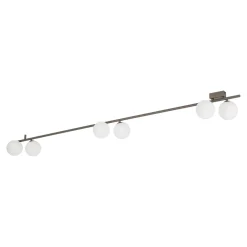 Plafoniere Moderne-Selezionato da Mazzolaluce Plafoniera marrone lunga 200 cm moderna con sfere in vetro per soggiorno
