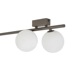 Plafoniere Moderne-Selezionato da Mazzolaluce Plafoniera marrone lunga 200 cm moderna con sfere in vetro per soggiorno