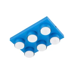 Plafoniere Moderne-Selezionato da Mazzolaluce Plafoniera mattoncini 6 luci blu rettangolare moderna per cameretta