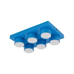 Plafoniere Moderne-Selezionato da Mazzolaluce Plafoniera mattoncini 6 luci blu rettangolare moderna per cameretta