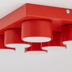 Plafoniere Moderne-Selezionato da Mazzolaluce Plafoniera mattoncini 6 luci rossa per cameretta moderna