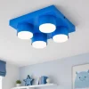Plafoniere Moderne-Selezionato da Mazzolaluce Plafoniera mattoncino blu 4 luci per cameretta