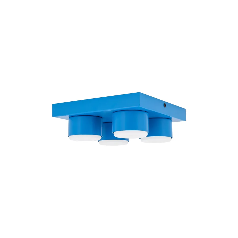 Plafoniere Moderne-Selezionato da Mazzolaluce Plafoniera mattoncino blu 4 luci per cameretta