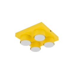 Plafoniere Moderne-Selezionato da Mazzolaluce Plafoniera mattoncino 4 luci gialla per cameretta