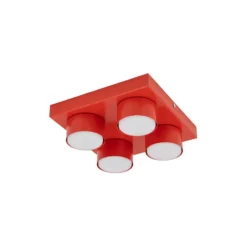Plafoniere Moderne-Selezionato da Mazzolaluce Plafoniera mattoncino 4 luci rossa per cameretta bambini