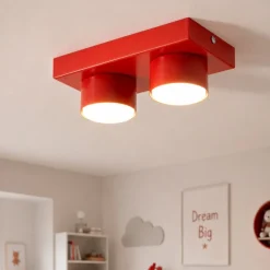 Plafoniere Moderne-Selezionato da Mazzolaluce Plafoniera mattoncino rosso 2 luci per cameretta