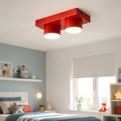 Plafoniere Moderne-Selezionato da Mazzolaluce Plafoniera mattoncino rosso 2 luci per cameretta