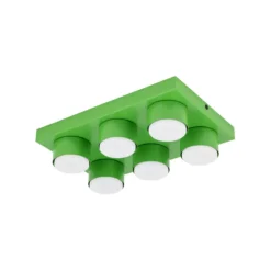 Plafoniere Moderne-Selezionato da Mazzolaluce Plafoniera mattoncino verde 6 luci per cameretta bambino moderna