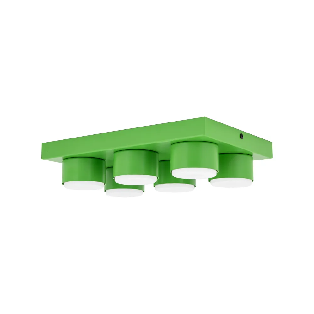 Plafoniere Moderne-Selezionato da Mazzolaluce Plafoniera mattoncino verde 6 luci per cameretta bambino moderna