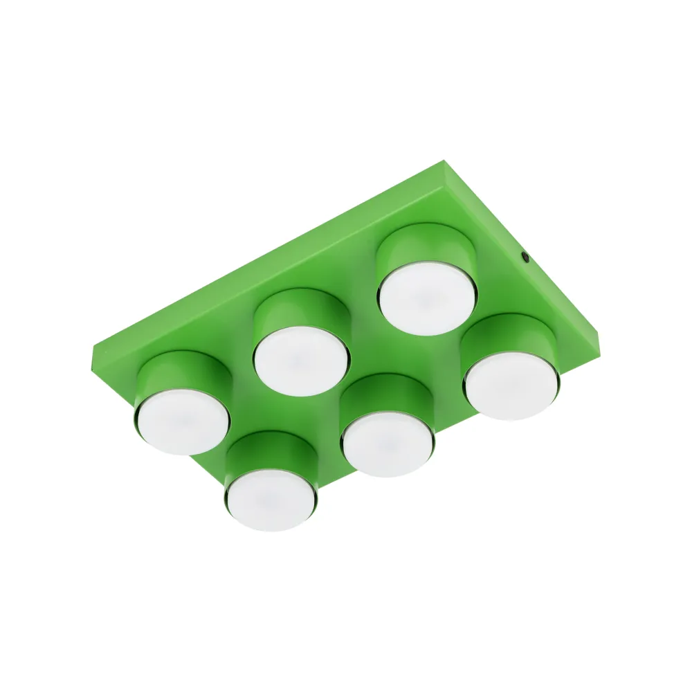 Plafoniere Moderne-Selezionato da Mazzolaluce Plafoniera mattoncino verde 6 luci per cameretta bambino moderna