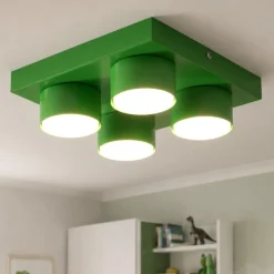 Plafoniere Moderne-Selezionato da Mazzolaluce Plafoniera mattoncino verde 4 luci per cameretta