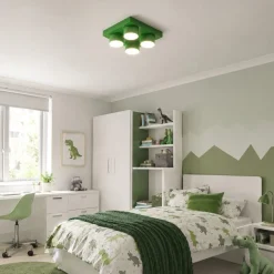 Plafoniere Moderne-Selezionato da Mazzolaluce Plafoniera mattoncino verde 4 luci per cameretta