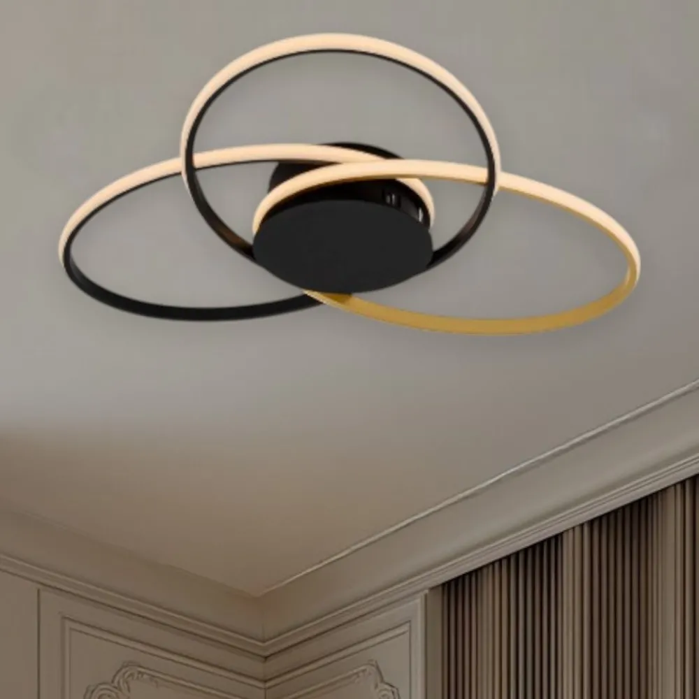 Plafoniere Moderne-Selezionato da Mazzolaluce Plafoniera moderna ad anelli led 3200k per soggiorno