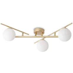 Plafoniere Moderne-Ideal Lux Plafoniera moderna atlas pl3 oro opaco tre sfere vetro bianche