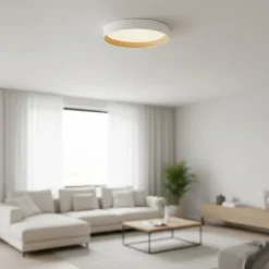Plafoniere Moderne-Selezionato da Mazzolaluce Plafoniera moderna bianca 45cm legno led 40w 3000k dimmerabile