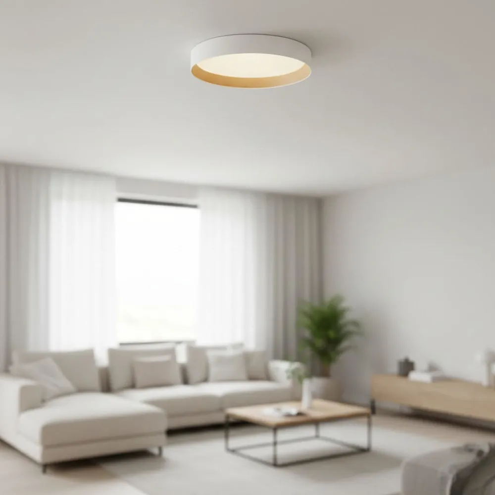 Plafoniere Moderne-Selezionato da Mazzolaluce Plafoniera moderna bianca 45cm legno led 40w 3000k dimmerabile