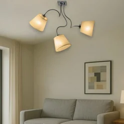 Plafoniere Moderne-Selezionato da Mazzolaluce Plafoniera moderna 3 bracci flessibili paralumi pergamena beige