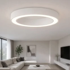 Plafoniere Moderne-Selezionato da Mazzolaluce Plafoniera moderna cerchio anello bianco 60 cm led 48w 2700k a 4000k con telecomando app