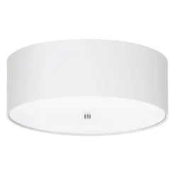 Plafoniere Moderne-Eglo Plafoniera moderna cilindro in tessuto bianco 47 cm pastera
