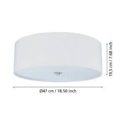 Plafoniere Moderne-Eglo Plafoniera moderna cilindro in tessuto bianco 47 cm pastera