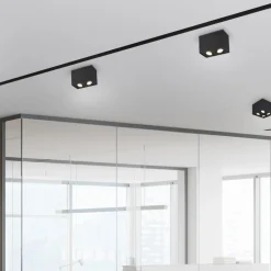 Plafoniere Moderne-Selezionato da Mazzolaluce Plafoniera moderna con faretti orientabili nera