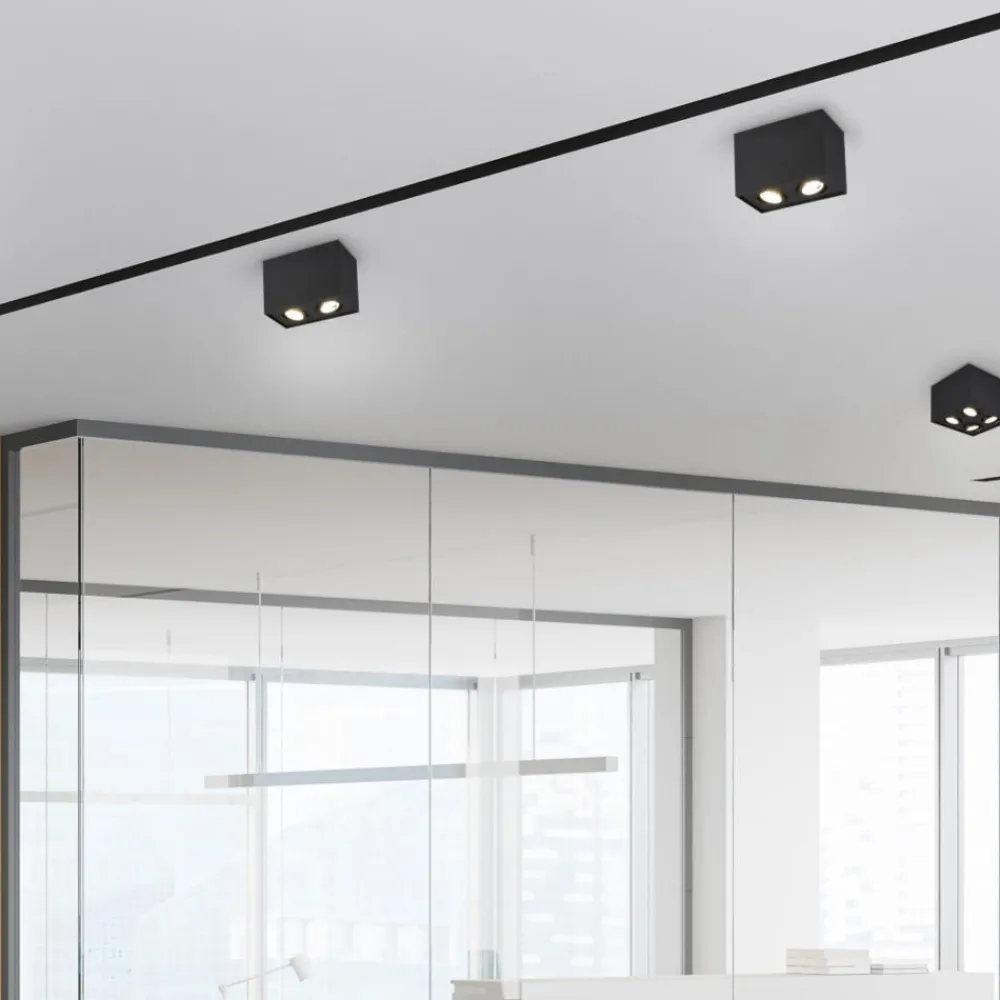 Plafoniere Moderne-Selezionato da Mazzolaluce Plafoniera moderna con faretti orientabili nera
