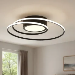 Plafoniere Moderne-Selezionato da Mazzolaluce Plafoniera moderna con telecomando led dimmerabile da 2700k a 6000k nera