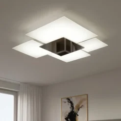 Plafoniere Moderne-Top Light Plafoniera moderna da cucina 46cm vetri bianchi cromo toplight shadow