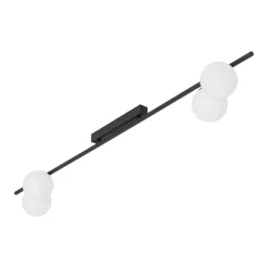 Plafoniere Moderne-Selezionato da Mazzolaluce Plafoniera moderna da soffitto barra 141 cm nera con sfere di vetro per soggiorno