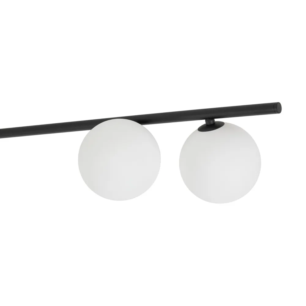 Plafoniere Moderne-Selezionato da Mazzolaluce Plafoniera moderna da soffitto barra 141 cm nera con sfere di vetro per soggiorno