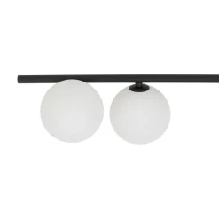 Plafoniere Moderne-Selezionato da Mazzolaluce Plafoniera moderna da soffitto barra 141 cm nera con sfere di vetro per soggiorno