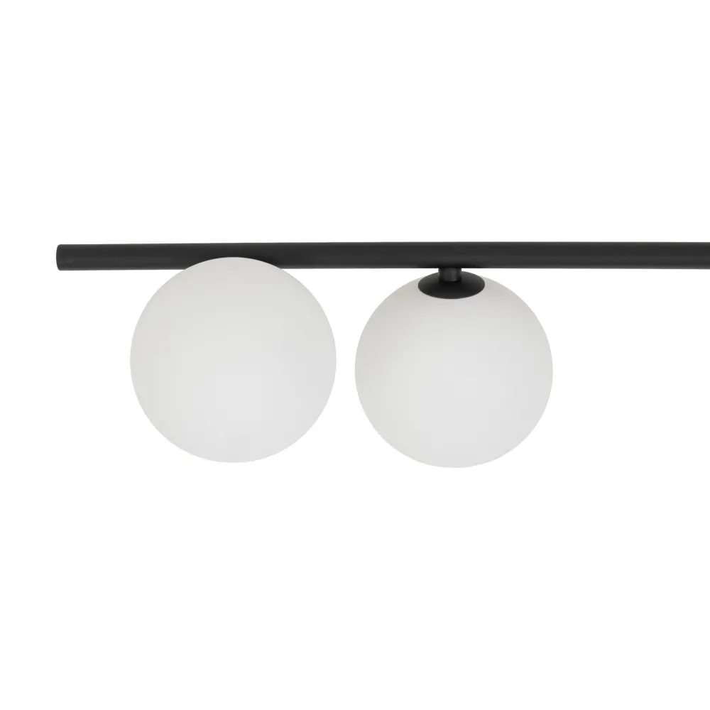 Plafoniere Moderne-Selezionato da Mazzolaluce Plafoniera moderna da soffitto barra 141 cm nera con sfere di vetro per soggiorno