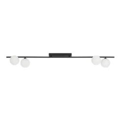 Plafoniere Moderne-Selezionato da Mazzolaluce Plafoniera moderna da soffitto barra 141 cm nera con sfere di vetro per soggiorno