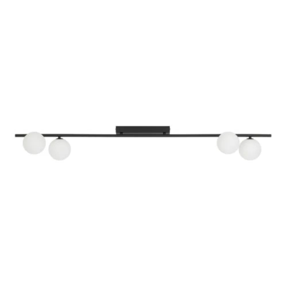 Plafoniere Moderne-Selezionato da Mazzolaluce Plafoniera moderna da soffitto barra 141 cm nera con sfere di vetro per soggiorno