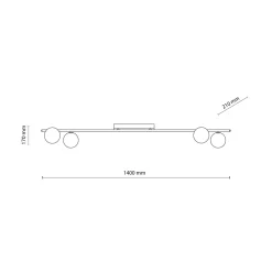Plafoniere Moderne-Selezionato da Mazzolaluce Plafoniera moderna da soffitto barra 141 cm nera con sfere di vetro per soggiorno