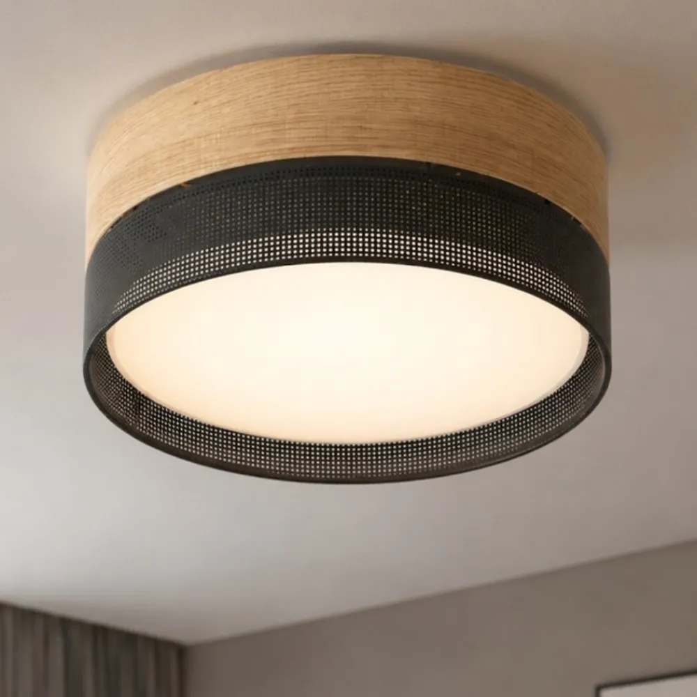 Plafoniere Moderne-Selezionato da Mazzolaluce Plafoniera moderna da soffitto quercia nero per soggiorno